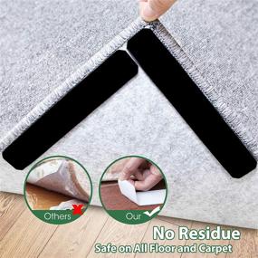 img 2 attached to 🔸 16 Pcs Double Sided Non Slip Rug Stopper - Reusable, Washable Rug Tape for Hardwood Floors, Tile Floors, Carpets, Floor Mats, Wall (Black)