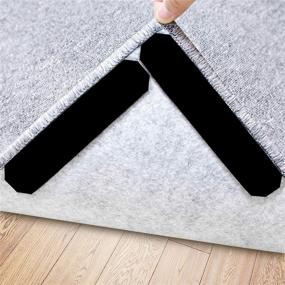 img 4 attached to 🔸 16 Pcs Double Sided Non Slip Rug Stopper - Reusable, Washable Rug Tape for Hardwood Floors, Tile Floors, Carpets, Floor Mats, Wall (Black)