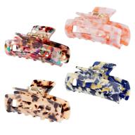 🌿 murdizzo hair claw clips: stylish french design tortoise shell jaw clips for women and girls - set of 4 logo