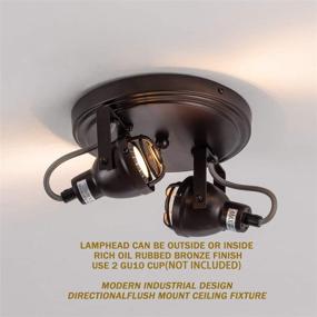 img 3 attached to 🔦 Adjustable Oil Rubbed Bronze Double Head Flush Mount Ceiling Fixture with Wire Cage Metal Shade - 2 Light Track Directional Light for Kitchen, Pantry, Stairwell, Hallway (7.8 inch)