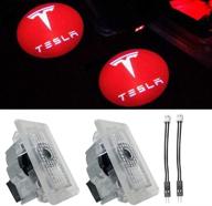 🚪 улучшенные led-прожекторы с логотипом eastfly ultra-bright для tesla model 3 model s model x model y (1. красный эмблема с буквой) логотип