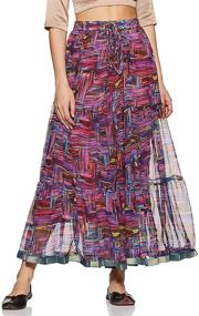 img 3 attached to 🌈 Chic and Colorful: Habiller Women's A-Line 3 Tier Chiffon Skirt with Elastic Band, Ankle Length