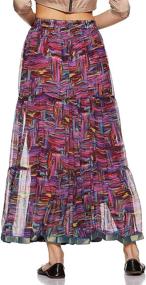 img 2 attached to 🌈 Chic and Colorful: Habiller Women's A-Line 3 Tier Chiffon Skirt with Elastic Band, Ankle Length