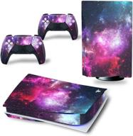 🎮 dmlnn ps5 console and controller skin vinyl sticker decal cover for playstation 5 console and controllers, durable, bubble-free, scratch and dust resistant, disk edition in stunning starry sky design logo