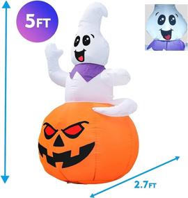 img 2 attached to 👻 GOOSH 5 FT Halloween Inflatable Ghost on Pumpkin with LED Lights - Perfect Outdoor Yard Decoration for Holiday Parties and Garden
