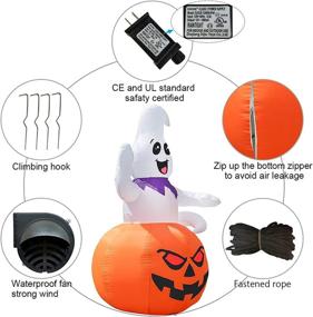 img 1 attached to 👻 GOOSH 5 FT Halloween Inflatable Ghost on Pumpkin with LED Lights - Perfect Outdoor Yard Decoration for Holiday Parties and Garden