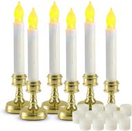 amagic 6pcs battery operated window candles with timer and warm yellow flickering light for christmas party home fireplace логотип