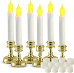 img 4 attached to Amagic 6Pcs Battery Operated Window Candles with Timer and Warm Yellow Flickering Light for Christmas Party Home Fireplace