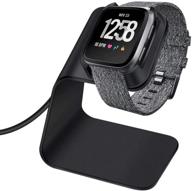 🔌 зарядная станция cavn для fitbit versa / versa lite (не для versa 2) - премиум алюминиевая подставка для зарядки с кабелем длиной 4.2 фута - аксессуар для умных часов в черном исполнении. логотип