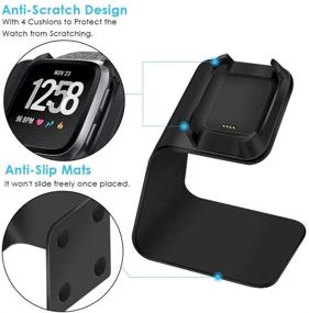 img 1 attached to 🔌 Зарядная станция CAVN для Fitbit Versa / Versa Lite (Не для Versa 2) - Премиум алюминиевая подставка для зарядки с кабелем длиной 4.2 фута - Аксессуар для умных часов в черном исполнении.