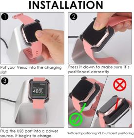 img 2 attached to 🔌 Зарядная станция CAVN для Fitbit Versa / Versa Lite (Не для Versa 2) - Премиум алюминиевая подставка для зарядки с кабелем длиной 4.2 фута - Аксессуар для умных часов в черном исполнении.