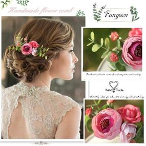 img 1 attached to 🌹 Fangsen Wedding Rose Flower Hair Comb Bridal Hair Clip in Pink - Elegant Floral Hair Accessories for Women and Girls