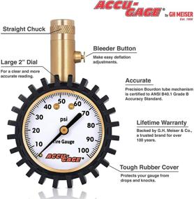 img 1 attached to Accu-Gage H100X: 100 PSI Professional Tire Pressure Gauge with Rubber Guard for Superior Protection