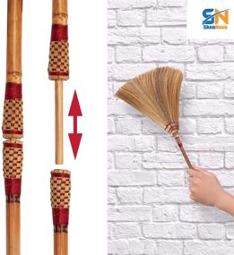 img 2 attached to 🌿 Authentic Thai Handmade Grass Broom with Bamboo Stick Handle - Traditional Witch Broomstick for Housewarming Gift in Natural Thailand Design