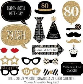 img 3 attached to 🎉 Adult 80th Birthday Party Photo Booth Props Kit - Gold - 20 Count - Big Dot of Happiness