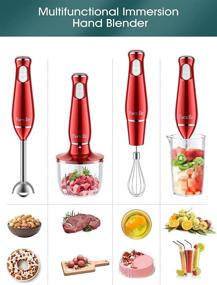 img 1 attached to 1000W Hand Blender, Facelle 4-In-1 Immersion Stick Hand Held Blender with Chopper, Beaker, Whisk - Ideal for Smoothie, Baby Food, Sauces, Reducing, Pureeing, Soups