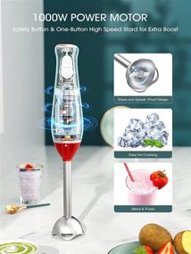 img 3 attached to 1000W Hand Blender, Facelle 4-In-1 Immersion Stick Hand Held Blender with Chopper, Beaker, Whisk - Ideal for Smoothie, Baby Food, Sauces, Reducing, Pureeing, Soups