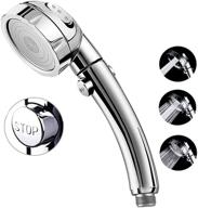 🚿 marbrasse high pressure shower head with 3-settings handheld showerhead, full shutoff push button and flow control switch – chrome finish, angle-adjustable water saving body sprays logo