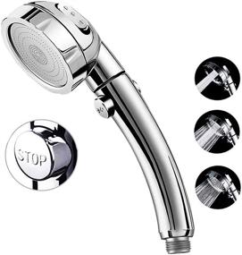 img 4 attached to 🚿 Marbrasse High Pressure Shower Head with 3-Settings Handheld Showerhead, Full Shutoff Push Button and Flow Control Switch – Chrome Finish, Angle-Adjustable Water Saving Body Sprays