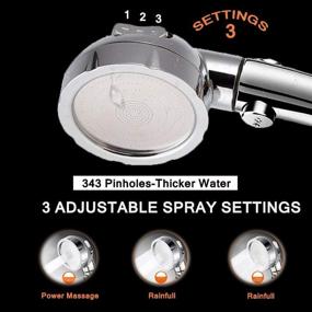 img 2 attached to 🚿 Marbrasse High Pressure Shower Head with 3-Settings Handheld Showerhead, Full Shutoff Push Button and Flow Control Switch – Chrome Finish, Angle-Adjustable Water Saving Body Sprays