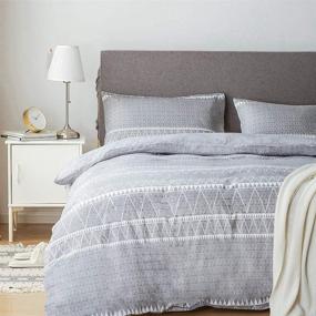 img 3 attached to 🛏️ Lekesky Boho Grey Duvet Cover Queen Size: Ultimate Comfort and Style with Zipper Ties (3pc Set)