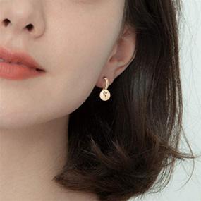 img 3 attached to 🌼 Birth Month Flower Earrings: Stylish Floral Signet and Gold Coin Pendant Hoop Earrings – Perfect Birthday and Mother's Day Gifts for Her!