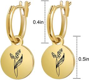 img 1 attached to 🌼 Birth Month Flower Earrings: Stylish Floral Signet and Gold Coin Pendant Hoop Earrings – Perfect Birthday and Mother's Day Gifts for Her!