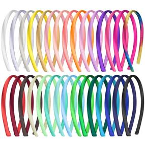 img 4 attached to 🎀 30-Piece Set of Plain Satin Craft Headbands by Duufin - 1cm DIY Colorful Headbands for Girls and Women, Covered in Satin Fabric - Available in 30 Colors