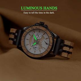img 1 attached to Shifenmei Luxury Wood Watch for Men with Date 🕰️ Display, Stylish Natural Woody Male Wristwatch - Luminous Hands Included