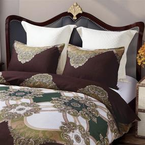 img 1 attached to 🛏️ KINBEDY Ethnic Bohemian Style 3-Piece Bedding Sets: Morocco Boho Chic Stripe Duvet Cover with Shams - Vibrant Colors, Exotic Home Decor Collection in King Size