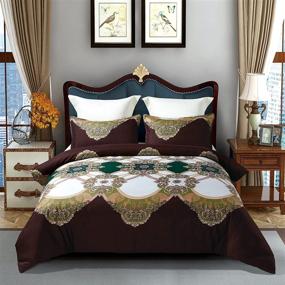 img 2 attached to 🛏️ KINBEDY Ethnic Bohemian Style 3-Piece Bedding Sets: Morocco Boho Chic Stripe Duvet Cover with Shams - Vibrant Colors, Exotic Home Decor Collection in King Size