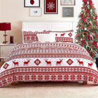 🦌 eheyciga christmas duvet cover set: king size holiday comforter cover with reindeer & snowflake patterns - 3 pcs logo