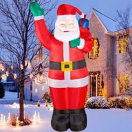 🎅 jumbo santa claus inflatable yard decor: 5.5 ft blow up christmas inflatables with rotating led lights - perfect for outdoor patio, lawn, and garden party display logo