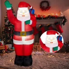 img 3 attached to 🎅 Jumbo Santa Claus Inflatable Yard Decor: 5.5 FT Blow Up Christmas Inflatables with Rotating LED Lights - Perfect for Outdoor Patio, Lawn, and Garden Party Display