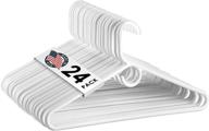 🧥 pack of 24 heavy duty white plastic hangers with hooks - usa made clothing, suit, and coat hangers for everyday use - ideal for scarves, belts, and straps logo