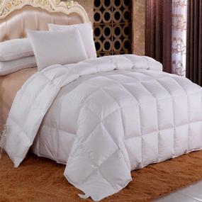 img 1 attached to 🛏️ Королевский отельский одеяло Добби с наполнителем 650, 100% хлопок, 300 ниток, размер King - роскошное белое одеяло с наполнителем из пуха