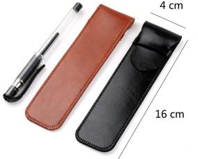 img 3 attached to Daimay Leather Pen Case: Handmade Fountain Pen Pouch, Soft Pen Protective 🖋️ Sleeve Cover, Stylus Touch Pen Holder - Pack of 2 (Black & Brown)