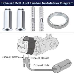 img 2 attached to 🔧 Набор болтов и прокладок для выпускной системы PAGOW Gy6 из 10 штук для скутеров, квадроциклов, мопедов, квадроциклов, багги, песчаных багги, мотоциклов объемом 50 см3, 125 см3, 150 см3 - 2 комплекта
