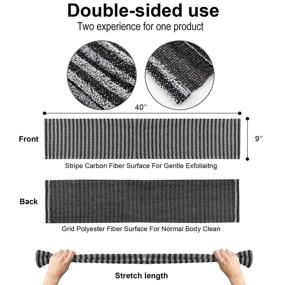 img 2 attached to 🧼 Korean Exfoliating Back Scrubber Towel for Shower - Japanese Bath Washcloth Washer for Men and Women, Body Scrubbing Brush Loofah Exfoliator (Stripe Black)