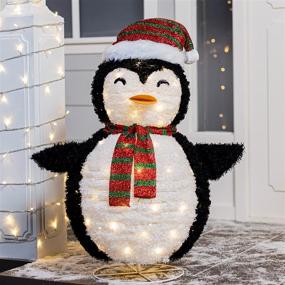 img 3 attached to Enhance Your Christmas Decorations with Joiedomi 3ft Plush Collapsible Penguin Yard Light - 100 LED Warm White Lights for Outdoor, Garden, and Christmas Events