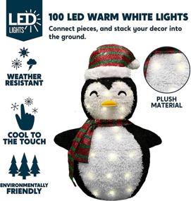 img 1 attached to Enhance Your Christmas Decorations with Joiedomi 3ft Plush Collapsible Penguin Yard Light - 100 LED Warm White Lights for Outdoor, Garden, and Christmas Events