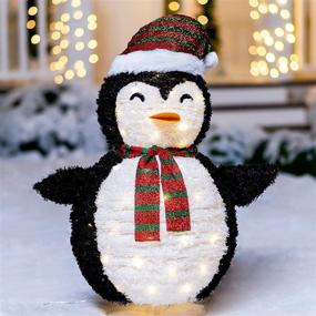 img 2 attached to Enhance Your Christmas Decorations with Joiedomi 3ft Plush Collapsible Penguin Yard Light - 100 LED Warm White Lights for Outdoor, Garden, and Christmas Events