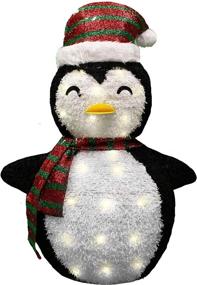 img 4 attached to Enhance Your Christmas Decorations with Joiedomi 3ft Plush Collapsible Penguin Yard Light - 100 LED Warm White Lights for Outdoor, Garden, and Christmas Events