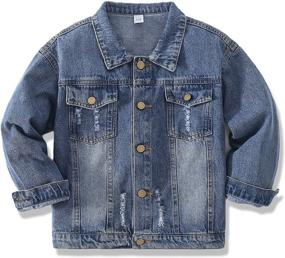 img 4 attached to 🧒 Oversize Denim Jackets for Kids Girls, Loose Classic Coats, Jeans Tops, Casual Outerwear for Children Boys, Teen Outfit, 5-14 Years