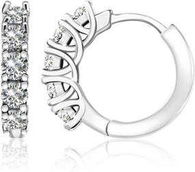 img 4 attached to Dazzle in Style with MOLOSSIS 18K White Gold Plated Swarovski Crystal Cuff Earrings: Perfect Hoop Huggies for Women and Girls