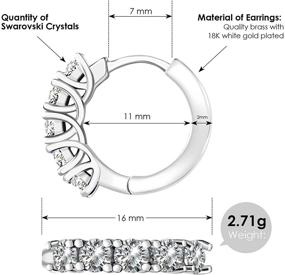 img 2 attached to Dazzle in Style with MOLOSSIS 18K White Gold Plated Swarovski Crystal Cuff Earrings: Perfect Hoop Huggies for Women and Girls