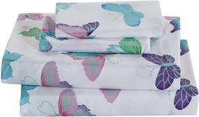 img 2 attached to 🦋 Mk Collection Butterfly Purple Pink Turquoise Green Flowers Sheet Set (Twin) - Brand New