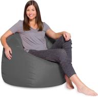 🪑 posh creations big comfy bean bag chairs - removable cover, polyester cloth - 48in extra, heather gray - for kids, teens, and adults - lounger furniture for all ages logo