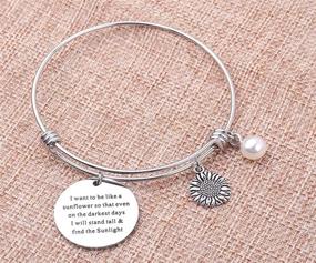 img 2 attached to 🌻 RUNXINTD Sunflower Charm Bracelet - Floral Bangle Bracelet with Sunflower Jewelry Motif: Inspiring Gift for Women and Girls