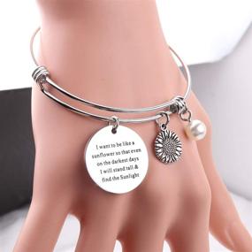 img 3 attached to 🌻 RUNXINTD Sunflower Charm Bracelet - Floral Bangle Bracelet with Sunflower Jewelry Motif: Inspiring Gift for Women and Girls